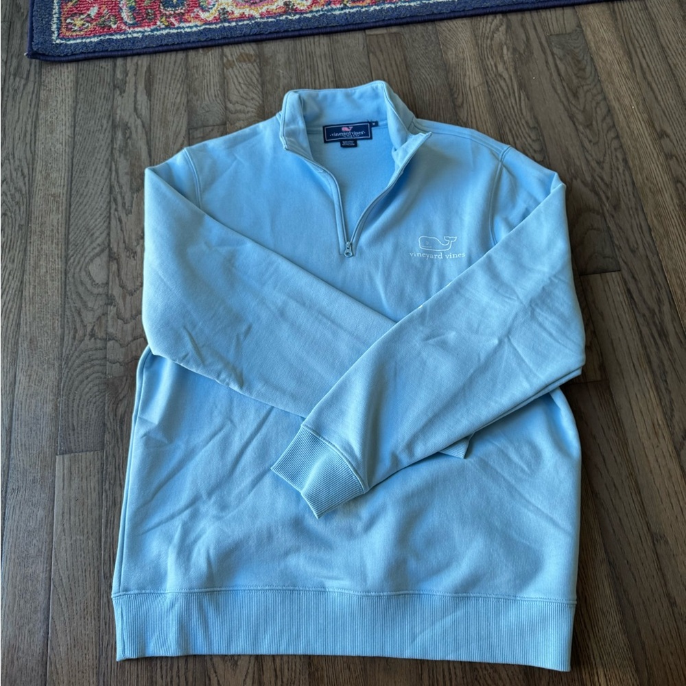 Vineyard Vines Men's Sky Blue Quarter-zip Sweater